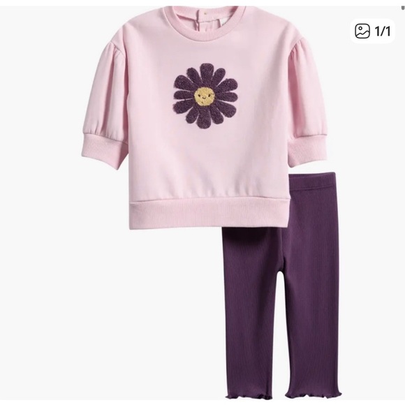 Pink Sweatshirt and Purple Leggings Set - Picture 1 of 1